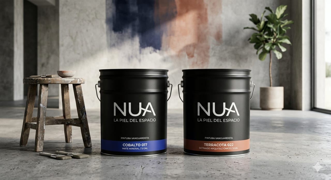 Pinturas NUA — Cobalto 017 y Terracota 022